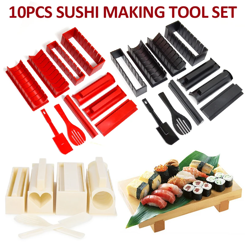 

10Pcs/Set Sushi Making Kit Household DIY Japanese Rice Ball Roll Mold Convenient Sushi Maker Kitchen Tools