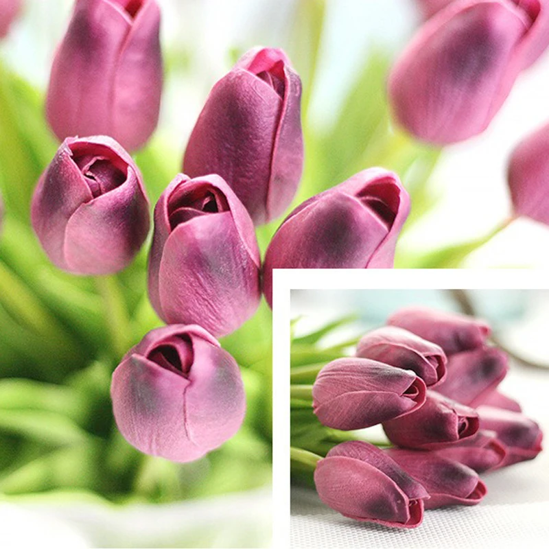 10 шт тюльпан искусственный цветок Настоящее чувство букет Искусственный для