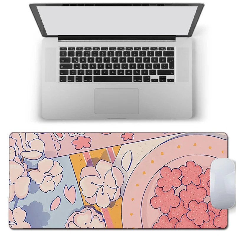 Large Anime Pink Mousepad Gamer Cute Kawaii XXL Gaming Mouse Pad Rubber Otaku Locking Edge Big Fashion Laptop Notebook Desk Mat