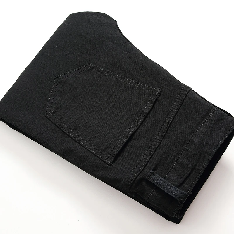 

Men's Slim Fit Small Foot Elastic Black Pants Slim Fit Men's High Elastic Pure Black Jeans Pants
