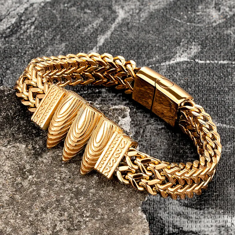 

Stainless Steel Gold Chain Men Bracelet Punk Hand Accessories Magnetic Clasp Fashion Wristband Jewelry Wholesale Friends Gifts