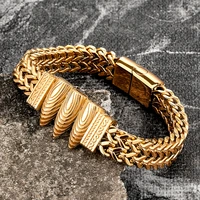 stainless steel gold chain men bracelet punk hand accessories magnetic clasp fashion wristband jewelry wholesale friends gifts