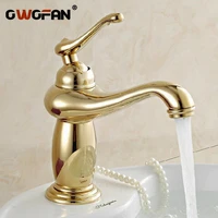 basin faucets golden bathroom sink taps modern deck mounted concrete mixer washbasin ceramic cartridge home decoration hj 6603k