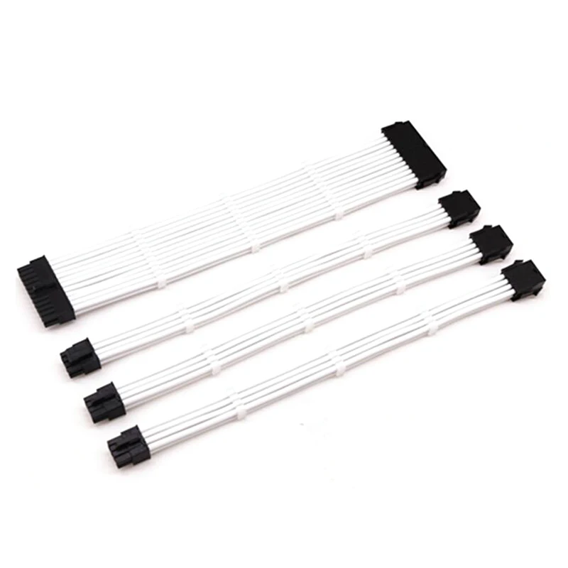 

HOT-Basic Extension Cable Kit,Female to Male 18AWG Sleeved PSU Extension Power Cord/Cable Kits 1X ATX 24P CPU 8P 2X PCI-E 8P