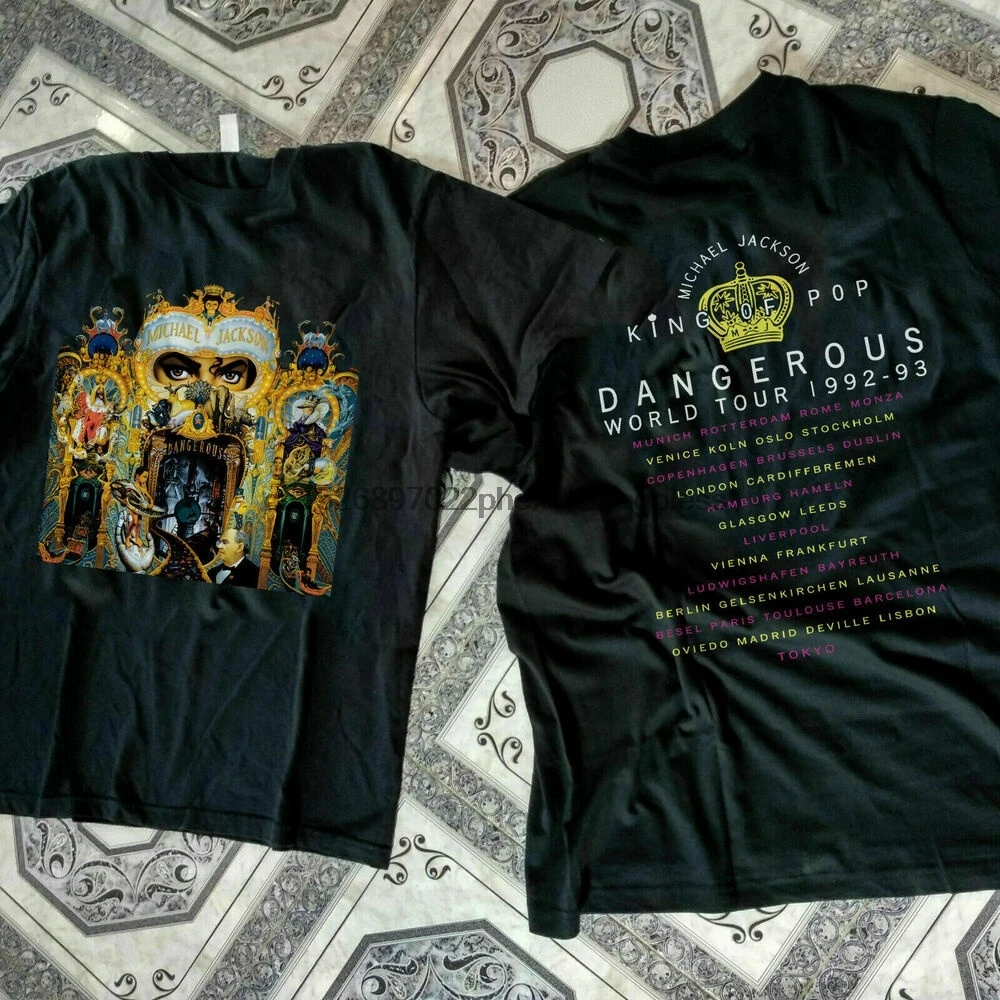 Винтаж Редкие Майкл Джексон Dangerous Tour футболка Размер S 3XL Перепечатка|Мужские