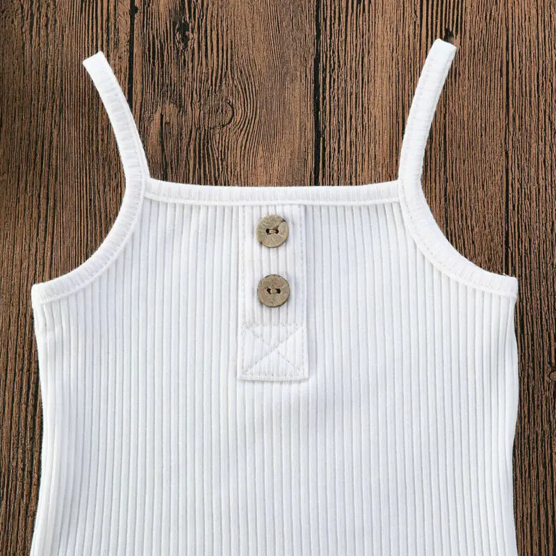 

2020 Baby Summer Clothing 2PCS Newborn Baby Girl Solid Clothes Knitted Vest Crop Tops Vest Shorts Pants Ribbed Outfit