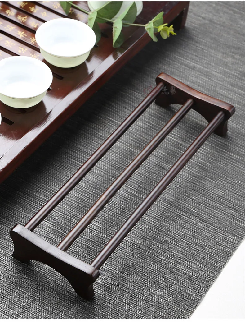 

Ebony Wood Tea Cup Storage Drain Rack, Portable Cup Holder, Kung Fu Puer Tea Set Ceremony Accessories Tools Teaware