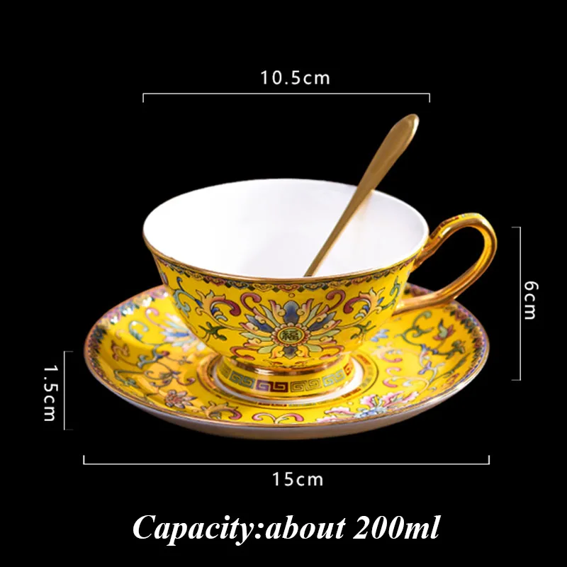 Набор керамических кофейных чашек эмалированного цвета европейская ретро чашка