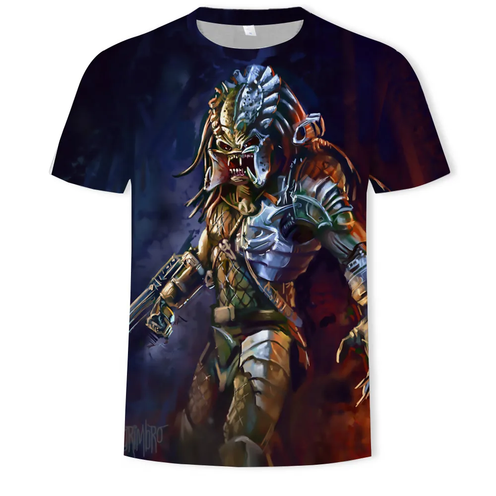 

2021 Hot Sale Sci-Fi Thriller Predator Series Men's 3D T-shirt Cool Printed Casual Short Sleeve Summer Breathable T-shirt