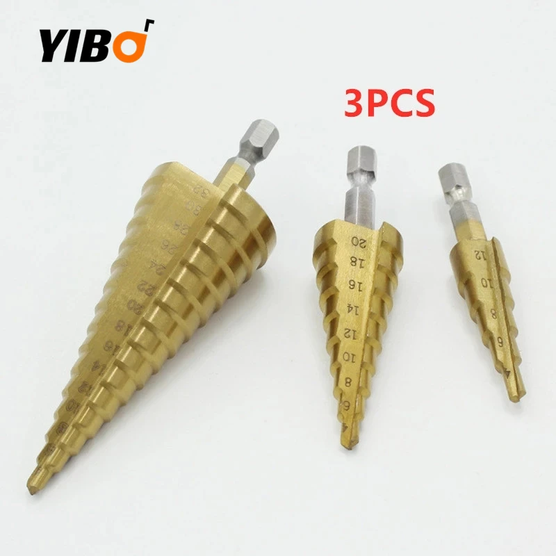 

4-12mm 4-20mm 4-32mm Countersink Titanium Bit Set Hole Large HSS 4241 Steel Step Cone Drill