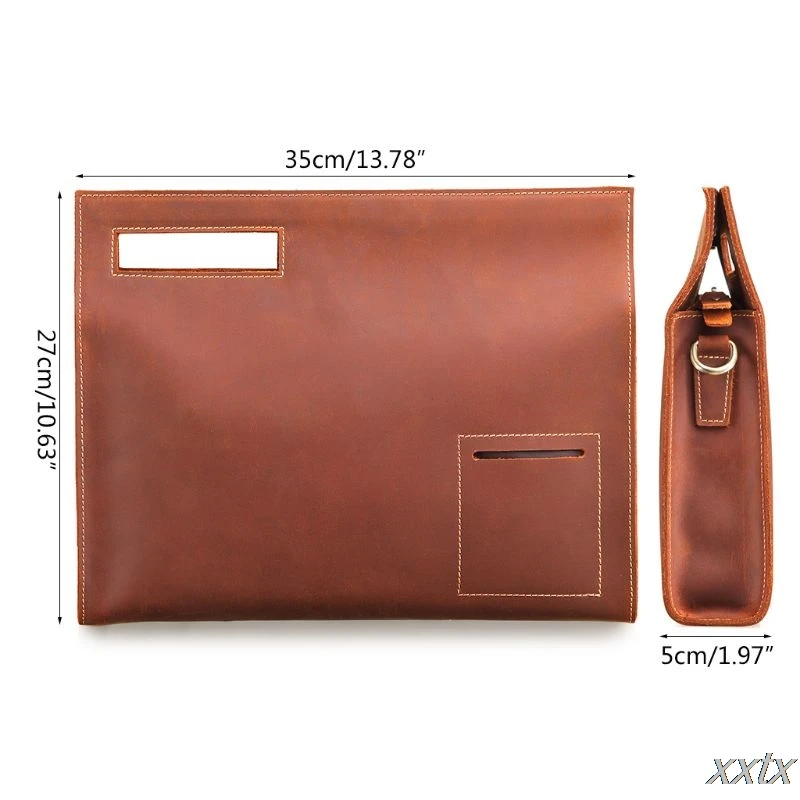 

Retro Leather Men Storage Handbag File Briefcase Messenger Bag for Laptop Phone High Quality