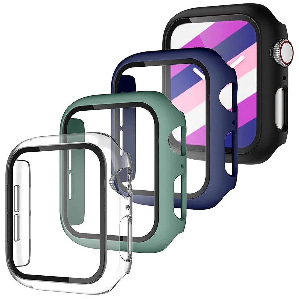 4pcs Full Cover Screen Protector Case for Apple Watch 44mm 40mm,Hard PC Case Protective Cover for iWatch Series 7 6 5 4 3 2 1 SE