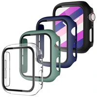 4pcs full cover screen protector case for apple watch 44mm 40mmhard pc case protective cover for iwatch series 7 6 5 4 3 2 1 se