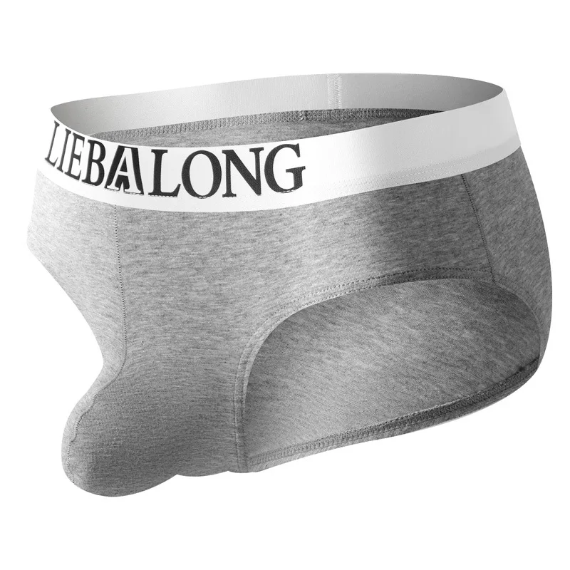 Мужские трусы брифы с карманом черные однотонные хлопковые слипы бикини