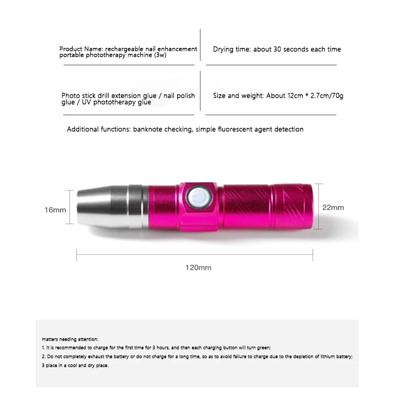 Nail Dryer Mini LED Lights Flashlight UV Lamp Portable Gel Fast Drying Manicure Tool | Красота и здоровье