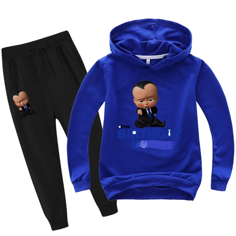 

Spring new style Hooded Active boys girl clothes Cartoon printing children's clothing set 5098