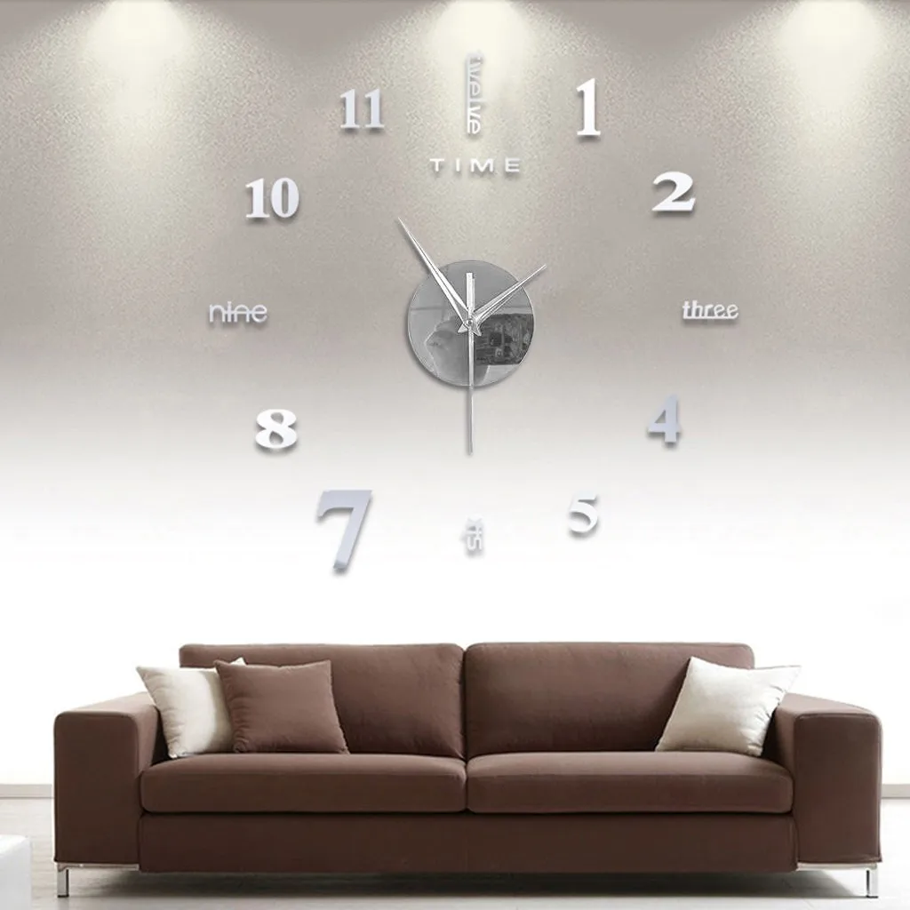 Frameless DIY Wall Mute Clock 3D Mirror Surface Sticker Home Office Decor Stickers Living Room Bathroom Decoration | Дом и сад