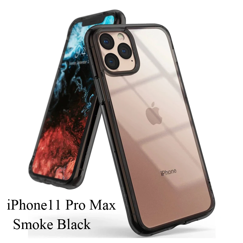 Ringke чехол Fusion для iPhone 11 Pro Max, прозрачная задняя панель из поликарбоната и мягкая оправа из ТПУ, гибридный военный чехол для iPhone - Цвет: Smoke Black