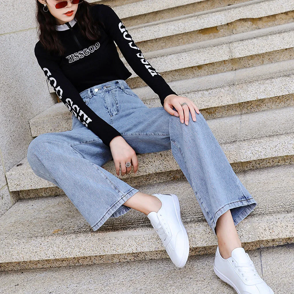 Широкие брюки осень 2019 винтажные весенние корейские полиэфирные свободные