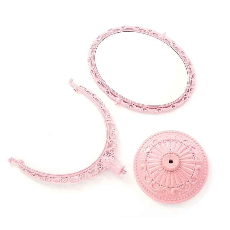 

European Girl Woman Makeup Mirror Double-Sided Rotating Table Mirror European Retro Round Heart-shaped Princess Mirror