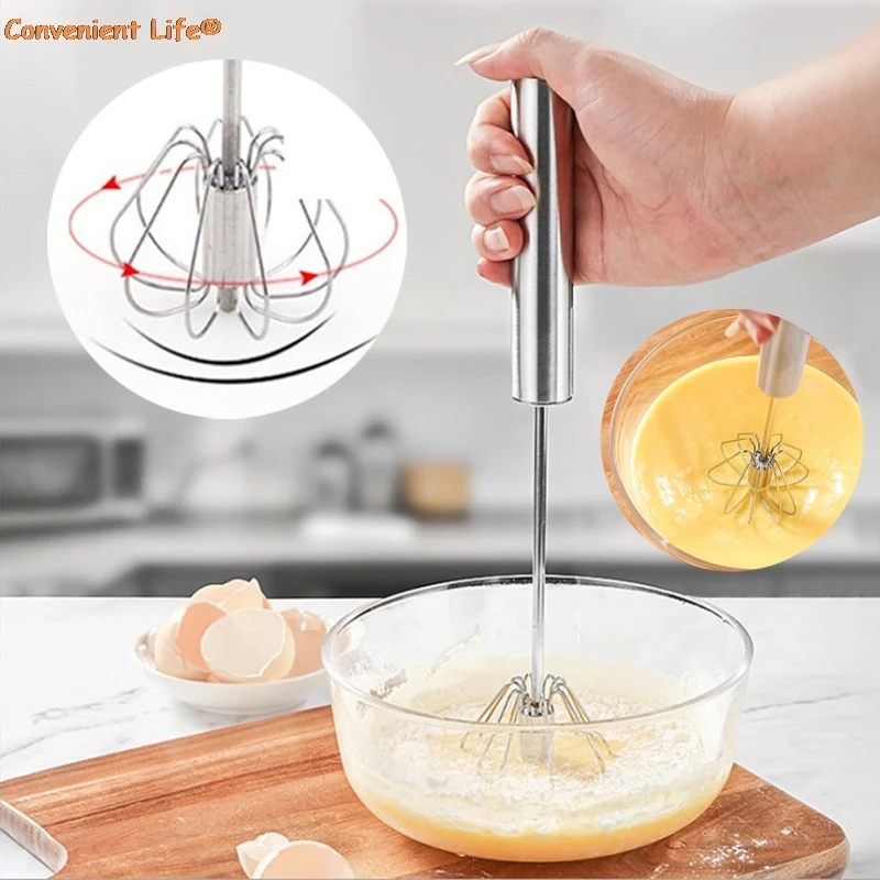 

Semi-Automatic Eggbeater Manual Coffee Milk Cream Mixer Eggbeater Handheld Mixer