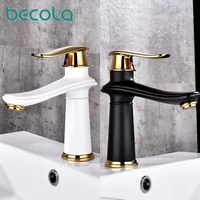 becola bathroom faucet basin mixer blackwhite tap brass european style tallshort sink single handle hot and cold water taps