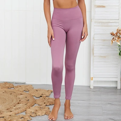 Light Purple Pants Йога бесшовные леггинсы для детей штаны для фитнеса или йоги Высокая Талия Леггинсы для тренажерного зала, Спортивная Для женщин Фитнес спортивные брюки спортивная одежда для Для женщин тренажерный зал - Цвет: Light Purple Pants
