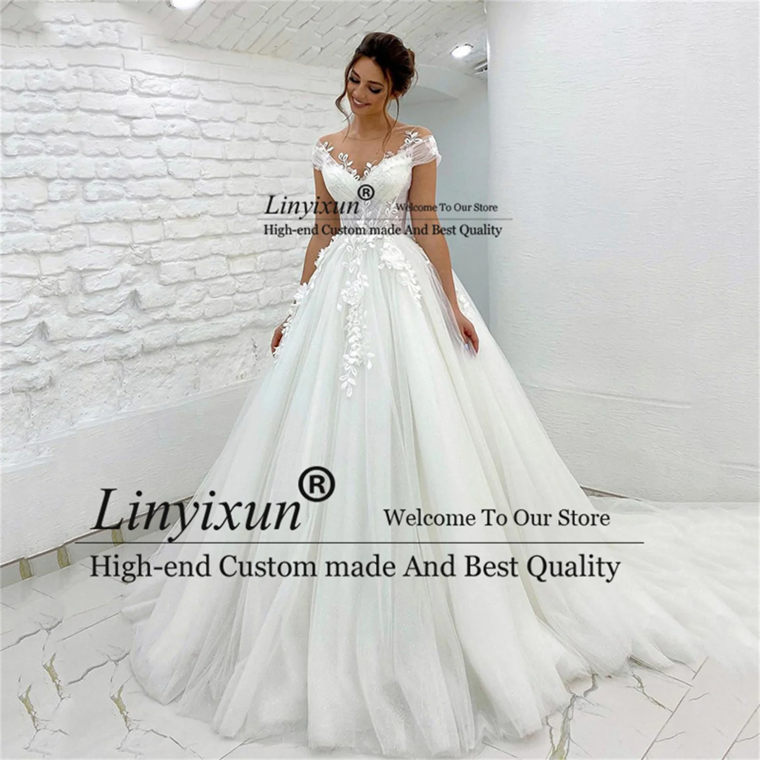 

Женское свадебное платье It's yiiya, белое кружевное платье с открытыми плечами и 3D аппликацией на пуговицах на лето 2022