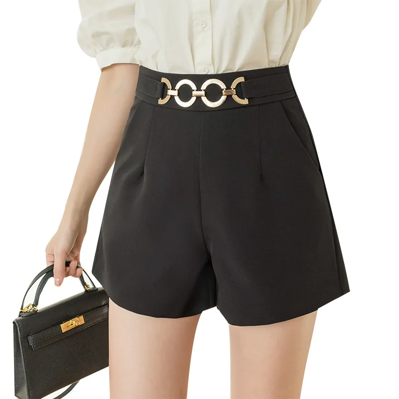 

In Stock Shorts Women's New Fashion High Waist Wide-Leg A- line Shorts Outer Wear Chic Shorts
