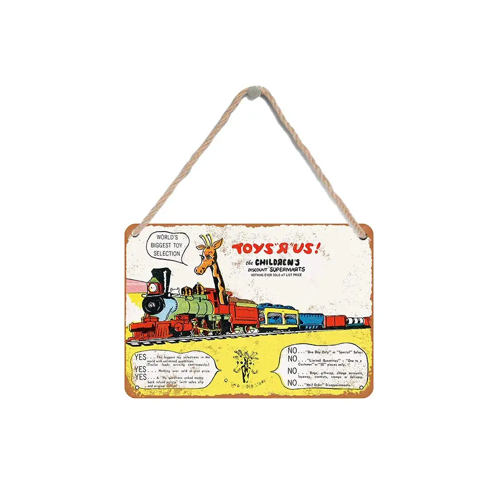 Isaric Wood Hanging Sign 8 X 12 Inches 1969 Toys 'R' Us for Children Funny Wooden Sign