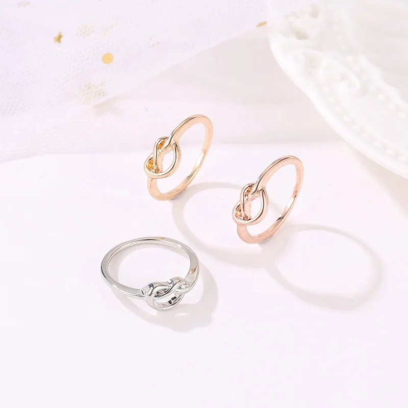 Модные оригинальные простые золотые белые розовые витые кольца из сплава с узлом