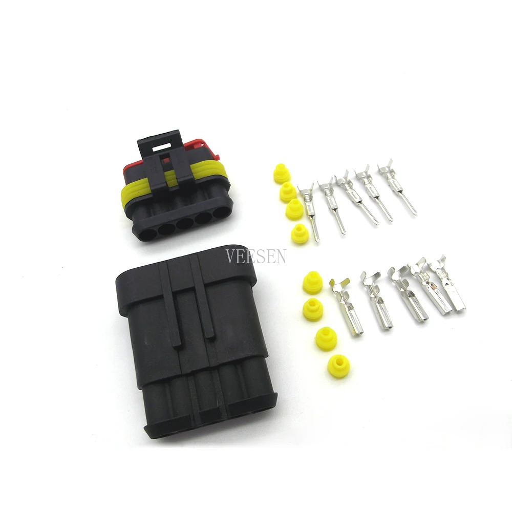 10 комплектов 5Pin AMP Водонепроницаемый Электрический быстроразъемный