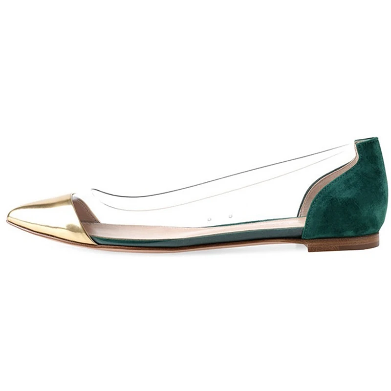 

ASILETO Woman Summer Elegant Shining Flats Pointed Toe Square Heel Slip on Transparent Mixed Color Big size 35-42 Leisure F960