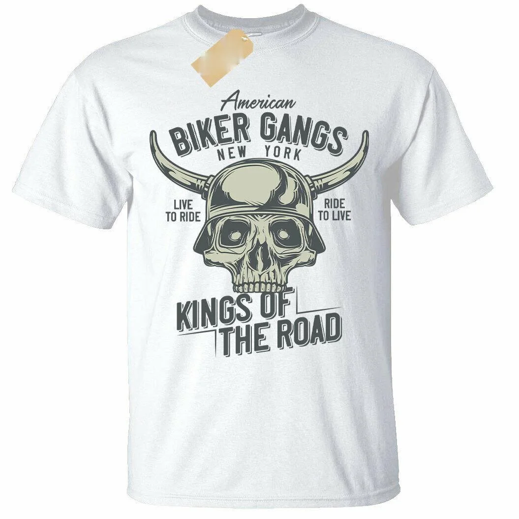 

2021 New Arrival Men's Motorcycle Skull Rider Print Summer Cotton Breathable O-neck Short Sleeves Sports Wear Women Tops