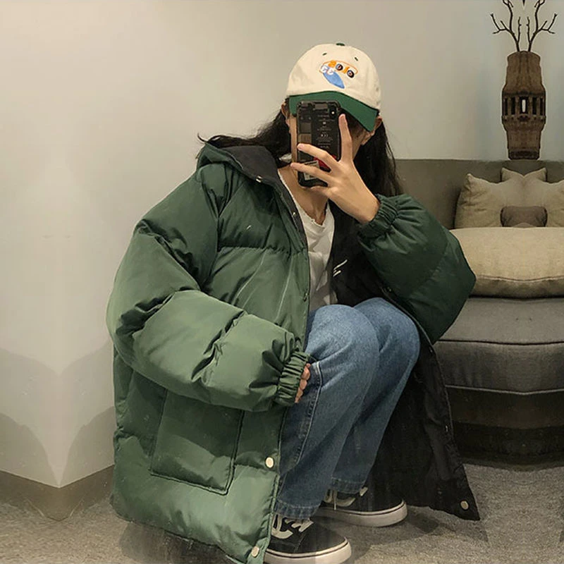 Two-sided Cotton-padded Jackets 2023 New Women Winter Clothing Oversize Tooling Korean Style Simple Bread Clothes Keep Warm Coat