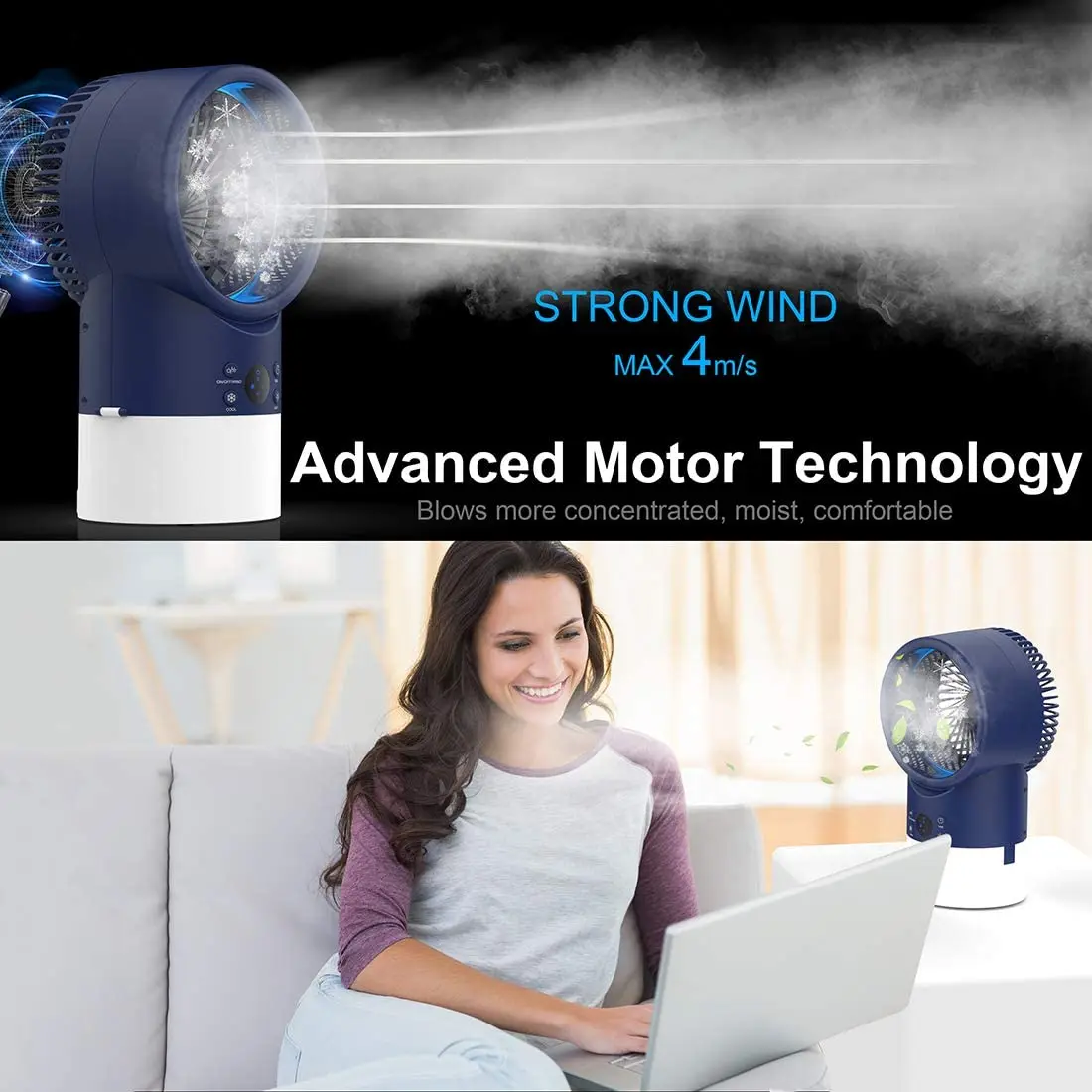 Preço 4 Em 1 Ventilador Refrigerador De Ar Ajustável 3 Velocidades Purificador De Névoa Ventilador Portátil Silencioso Com 7 Cores Luzes Mesa De Escritório Em Casa Refrigerador De Ar
