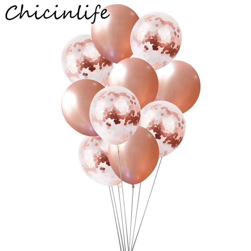 Chicinlife 10 шт. Rosegol латексные шары в форме сердца и звезд для вечеринки честь Дня