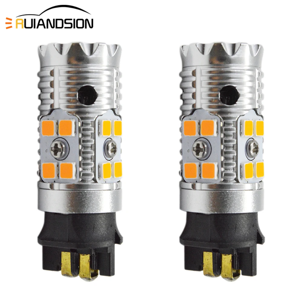 Светодиодные лампы для Audi A3 A4 A5 Q3 MK7 Golf CC Ford Fusion 13 Вт янтарно желтый Canbus 16 3030SMD PW24W