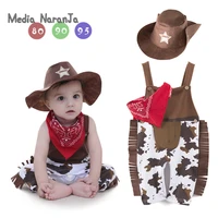 baby boy romper costume infant toddler cowboy clothing set 3pcs hatscarfromper halloween purim event birthday outfits