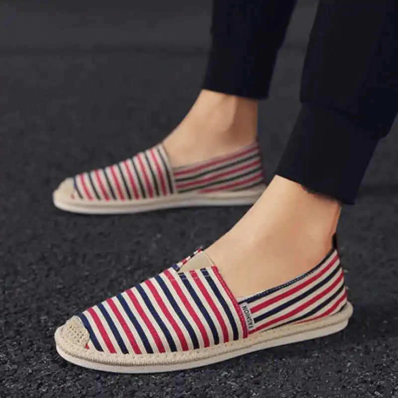 

Size39-44 Men Casual shoes Canvas Loafer Stripe Shoes Plenty pattern