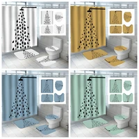 bath decor shower curtain water faucet print waterproof antislip carpet for bathroom bathtub bathing cover rug set with hook