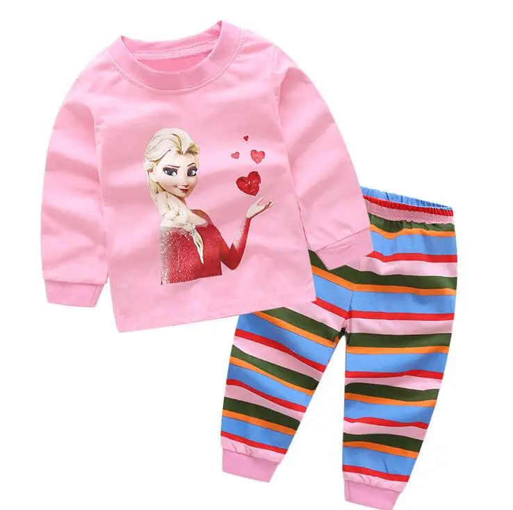 Пижамы с героями мультфильмов Милая хлопковая розовая футболка для маленьких