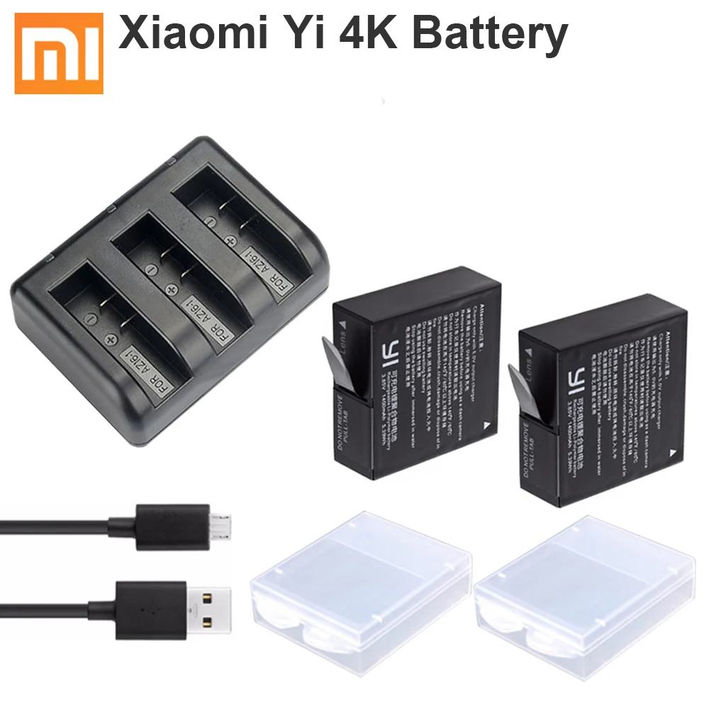 2 шт xiaoyi 4K аккумулятор 1400 мАч AZ16-1+ USB 3 слота зарядное устройство для Xiao mi Yi 4K батарея Xiao mi Yi Lite аксессуары для камеры