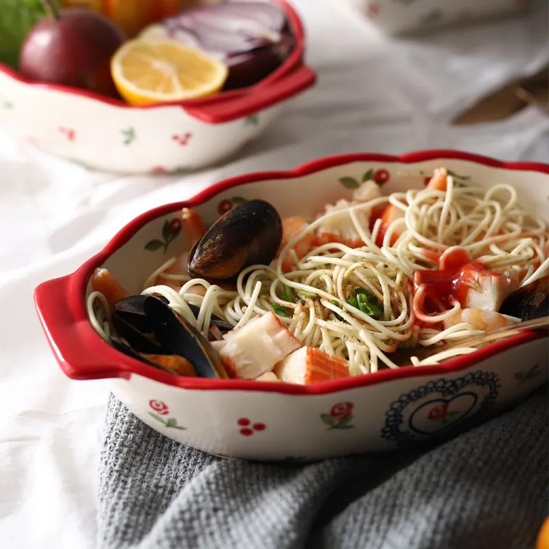 Тарелка для выпечки с красной вишней керамические обеденные блюда европейская