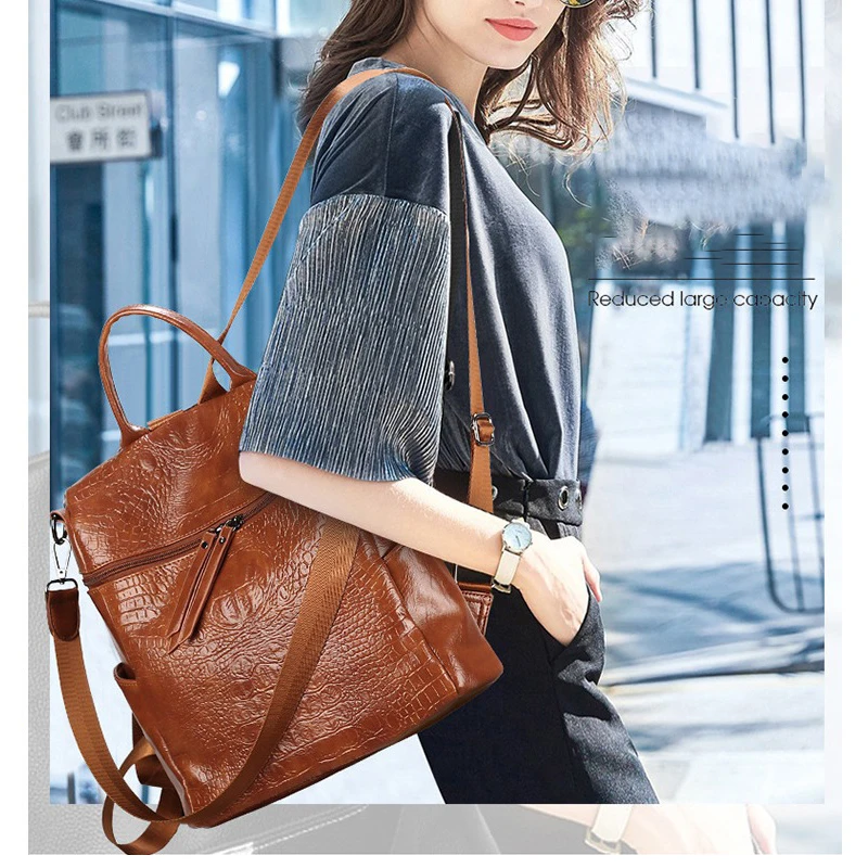 

ZMQN Backpack Women 2020 Mochila Feminina Big Capacity Vintage Bagpack School Crocodile Leather Bags For Women's Bookbag C129