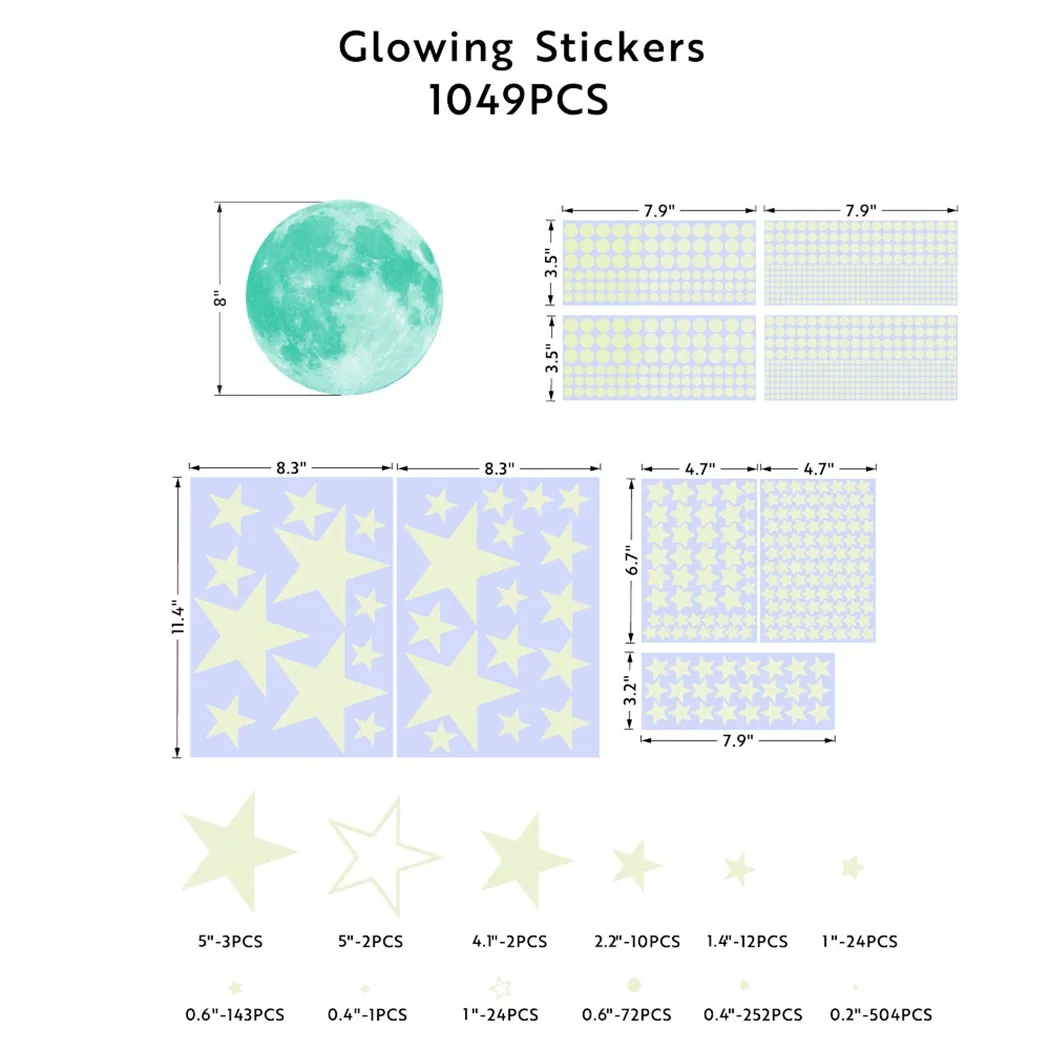 

Blue Wall Stickers Decoration Glow In The Dark Living-room Ornament PVC