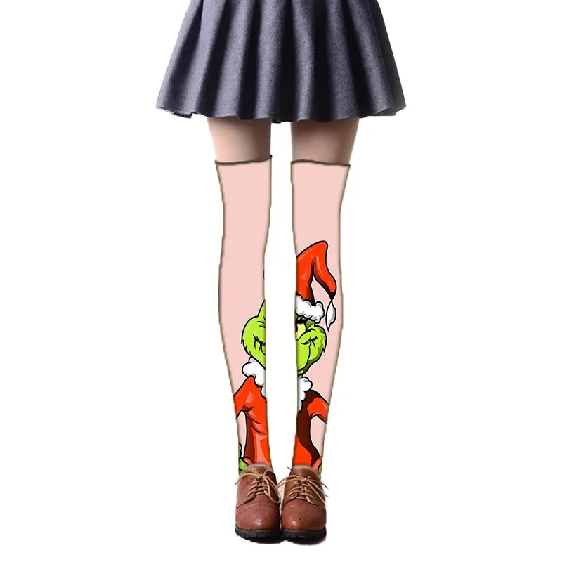 1 пара сексуальные чулки для женщин до бедра 3D принт аниме девочек подростков