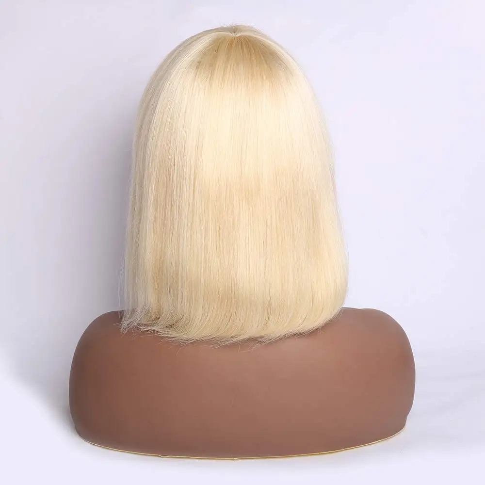 

613 Blonde Bob Wig with Bangs Short Straight Bob Synthetic Wigs with Bangs for Black Women Cosplay Wig Daily Hair 10-14 inch