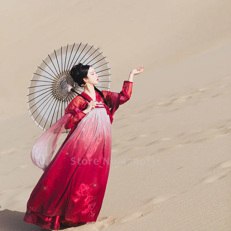 Женское традиционное платье ханьфу красная юбка костюм Тан китайской сказочной