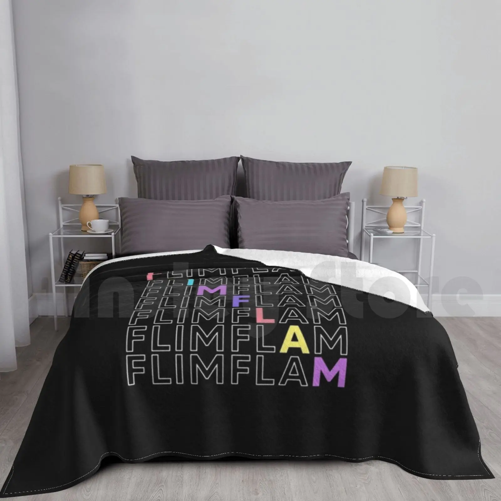Flim Flam Repeat Colorful Blanket For Sofa Bed Travel Flim Flam Merch Flim Flam Flim Flam Typography Popular